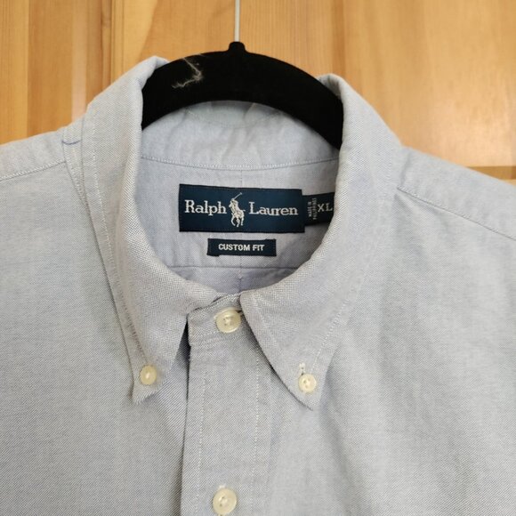 Ralph Lauren Blue Long Sleeve Cotton Custom Fit Button Down Color Pony Cotton XL - Picture 6 of 11